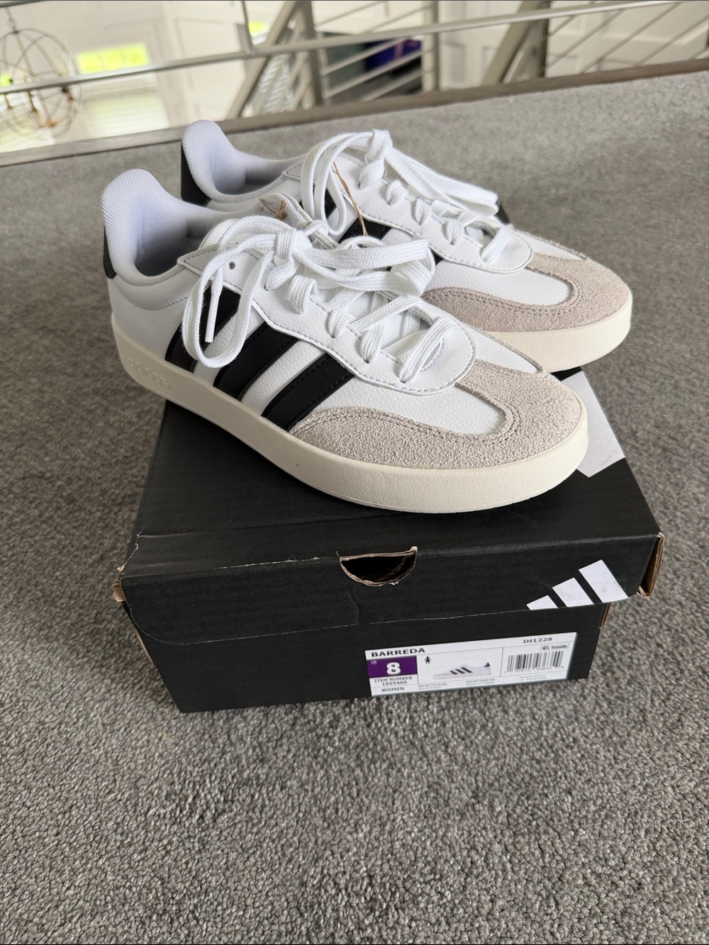 Adidas Barreda White, Black & Beige Classic Sneakers